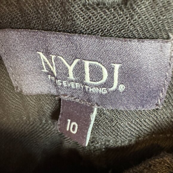 NYDJ Women's Sz 10 Linen Trouser Pants in Black Stretch Lift Tuck MAKB2219 - Picture 3 of 6